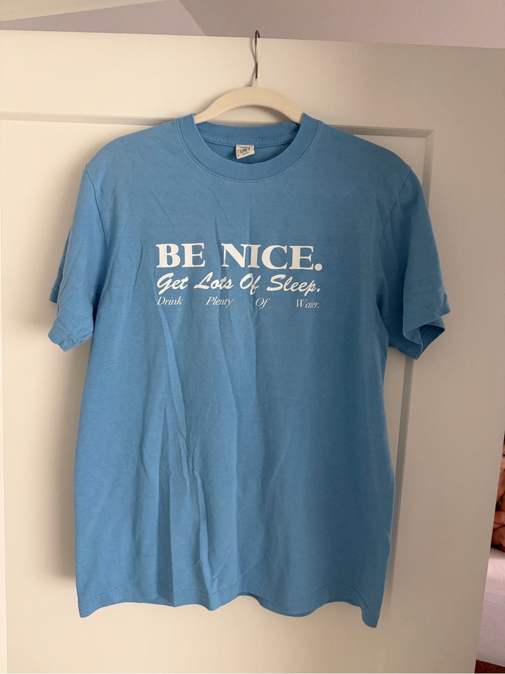 Sporty & Rich Light Blue "BE NICE" Graphic Tee